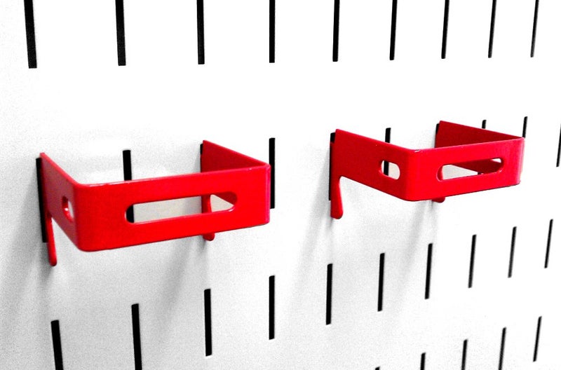 Wall Control 2in x 2in C-Bracket Slotted Metal Pegboard Hook Pegboard and Slotted Tool Board – Red - Image 1