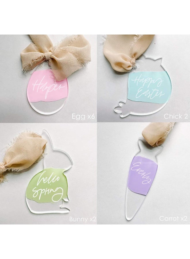 TPGP 12 Pack Clear Acrylic Gift Tag, Key Chain, Egg Bunny Carrot Bird Decorative Hanging Ornaments for Easter, Present Tag, Party Decor Keepsake, 1/8 inch Thick  - Image 3