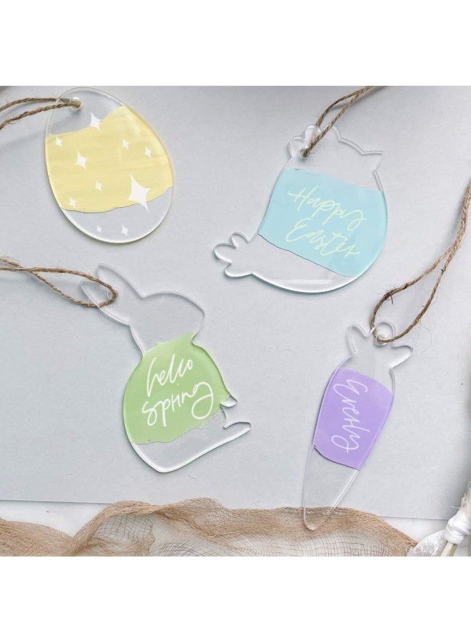 TPGP 12 Pack Clear Acrylic Gift Tag, Key Chain, Egg Bunny Carrot Bird Decorative Hanging Ornaments for Easter, Present Tag, Party Decor Keepsake, 1/8 inch Thick  - Image 1