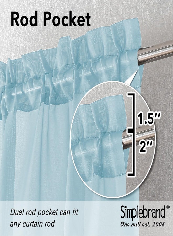 Simplebrand Sky Blue Sheer Curtains 63 Inch Length 2 Panels, Rod Pocket Solid Color Window Sheer Curtain Panels, Elegant Curtains & Drapes for Living Room, Bedroom 2 Panels (42" W x 63" L) - Image 2