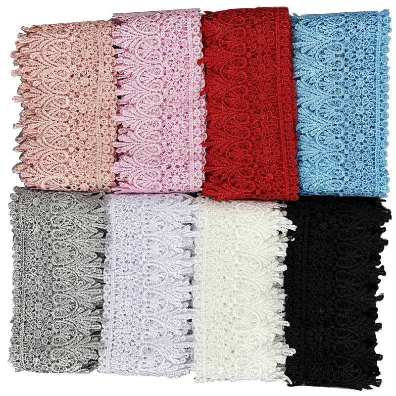 Mix Venice Lace Trim Wide Lace Ribbon Floral Embroidered Trim for Sewing Crafts Wedding Dress Embellishment Home Decor 1 Yards Each 8 Styles