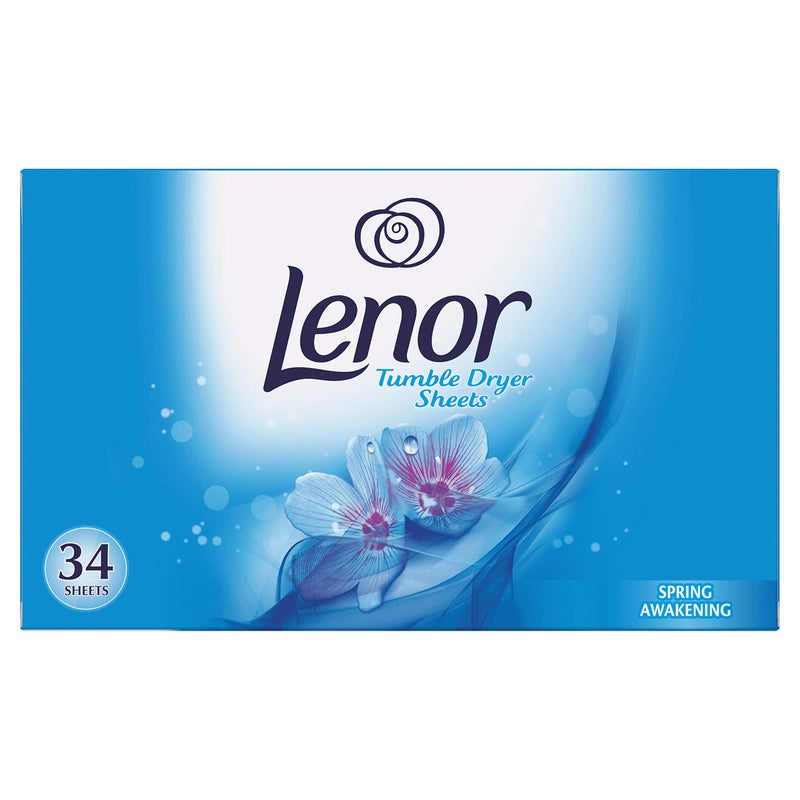 Procter & Gamble LENOR Fabric Tumble Dryer Sheets, 34 Sheets, Spring Awakening, Protect Clothes, Towels Bedding From Creasing Loss Of Freshness Sheets - Image 1