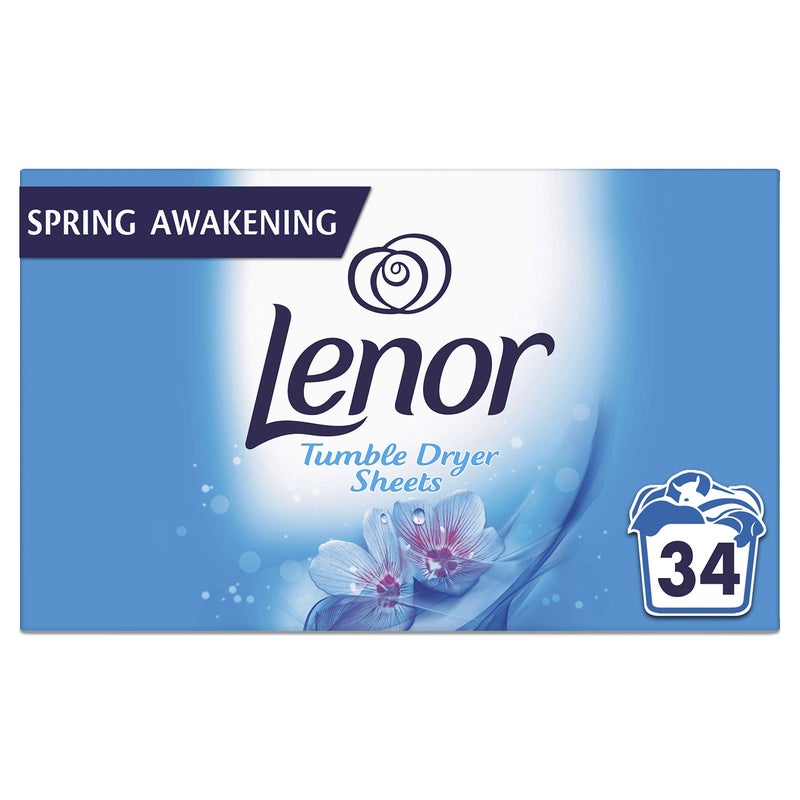 Procter & Gamble LENOR Fabric Tumble Dryer Sheets, 34 Sheets, Spring Awakening, Protect Clothes, Towels Bedding From Creasing Loss Of Freshness Sheets - Image 5