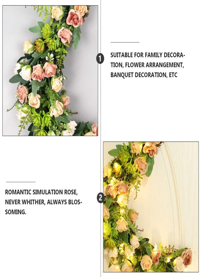 بيستويارد إكليل زهور على شكل نصف قمر من بيستويارد، 16 بوصة، مصنوع من ورود صناعية، يُعلق على الحائط، مناسب لتزيين المنزل وحفلات الزفاف والمهرجانات، للاستخدام الداخلي والخارجي - Image 5