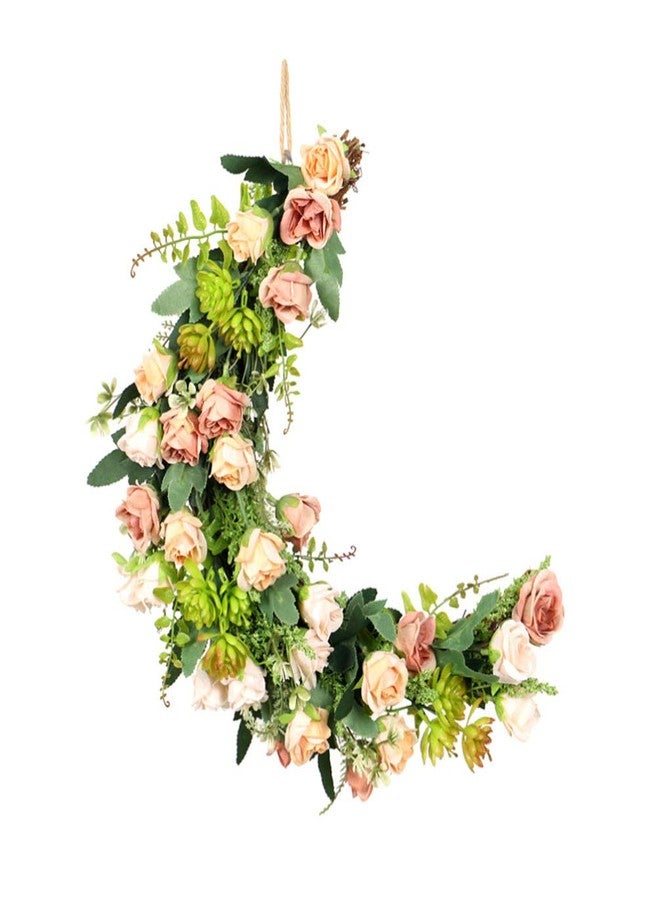 بيستويارد إكليل زهور على شكل نصف قمر من بيستويارد، 16 بوصة، مصنوع من ورود صناعية، يُعلق على الحائط، مناسب لتزيين المنزل وحفلات الزفاف والمهرجانات، للاستخدام الداخلي والخارجي - Image 1