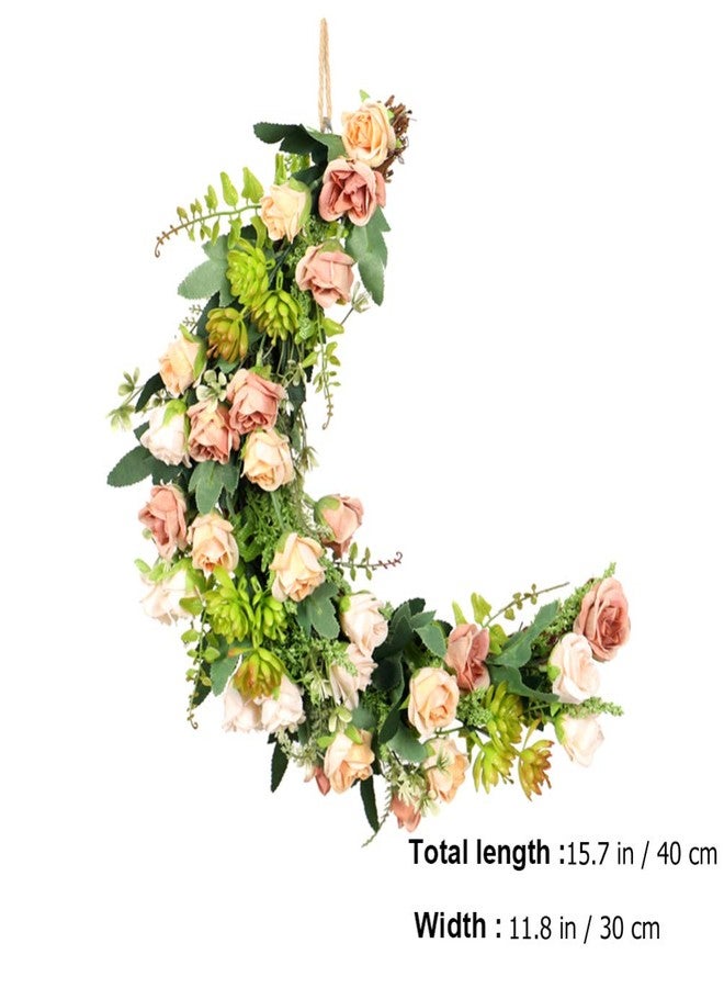 بيستويارد إكليل زهور على شكل نصف قمر من بيستويارد، 16 بوصة، مصنوع من ورود صناعية، يُعلق على الحائط، مناسب لتزيين المنزل وحفلات الزفاف والمهرجانات، للاستخدام الداخلي والخارجي - Image 3