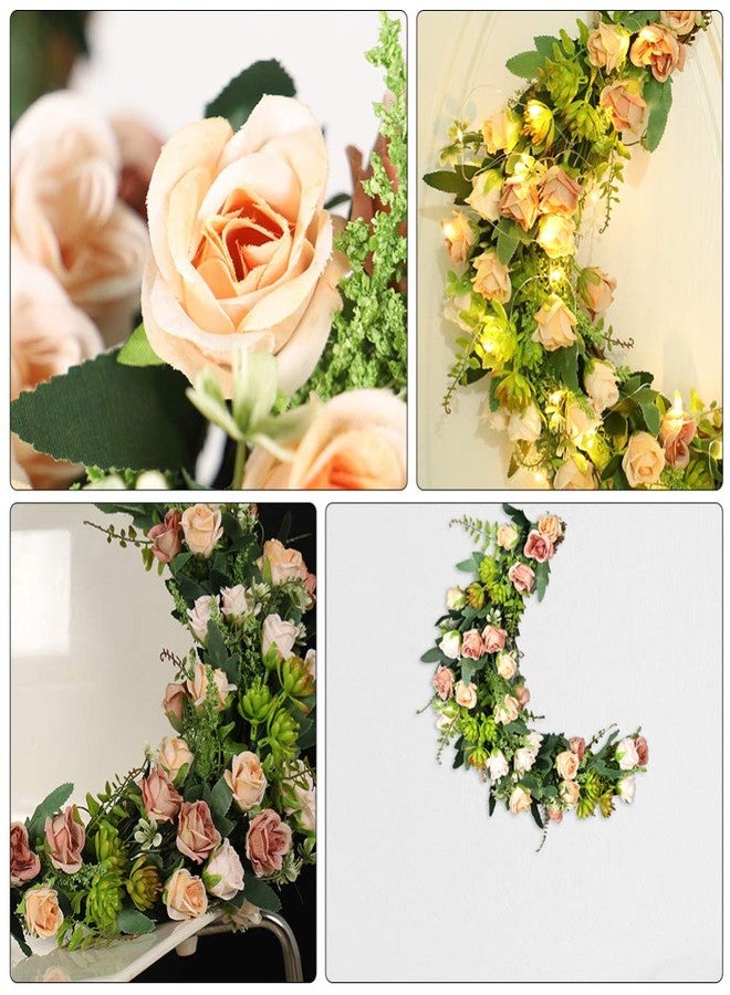 بيستويارد إكليل زهور على شكل نصف قمر من بيستويارد، 16 بوصة، مصنوع من ورود صناعية، يُعلق على الحائط، مناسب لتزيين المنزل وحفلات الزفاف والمهرجانات، للاستخدام الداخلي والخارجي - Image 4