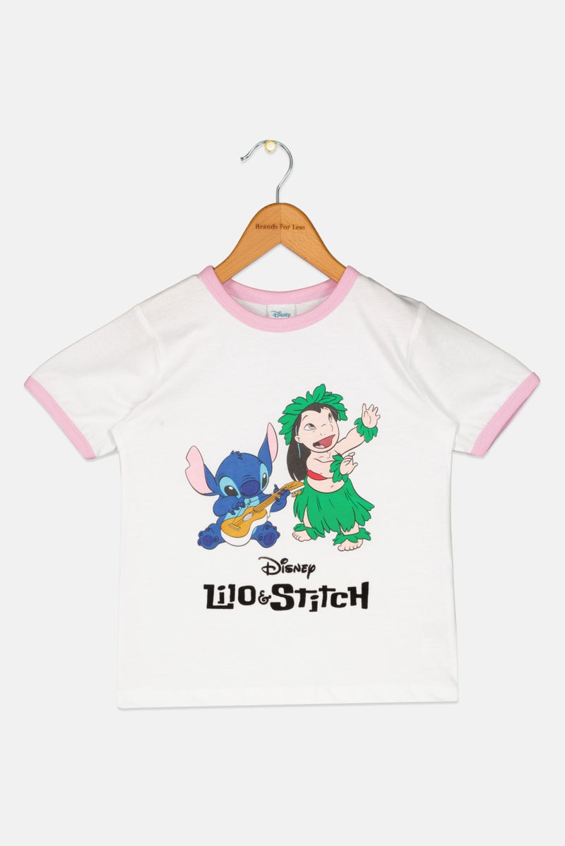 Disney Lilo And Stitch Kids Girl Short Sleeve T-Shirt, White - Image 2