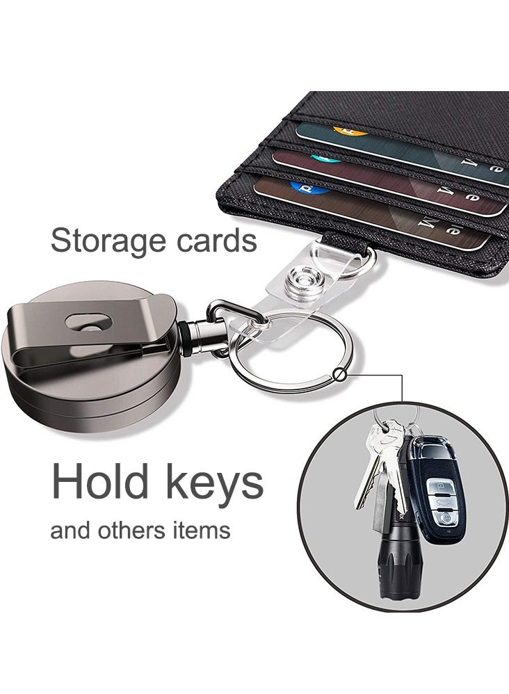 BestBuy Leather ID Badge Holder Adjustable Retractable Lanyards for Offices, Staff, Employees, Students, Black  - Image 5