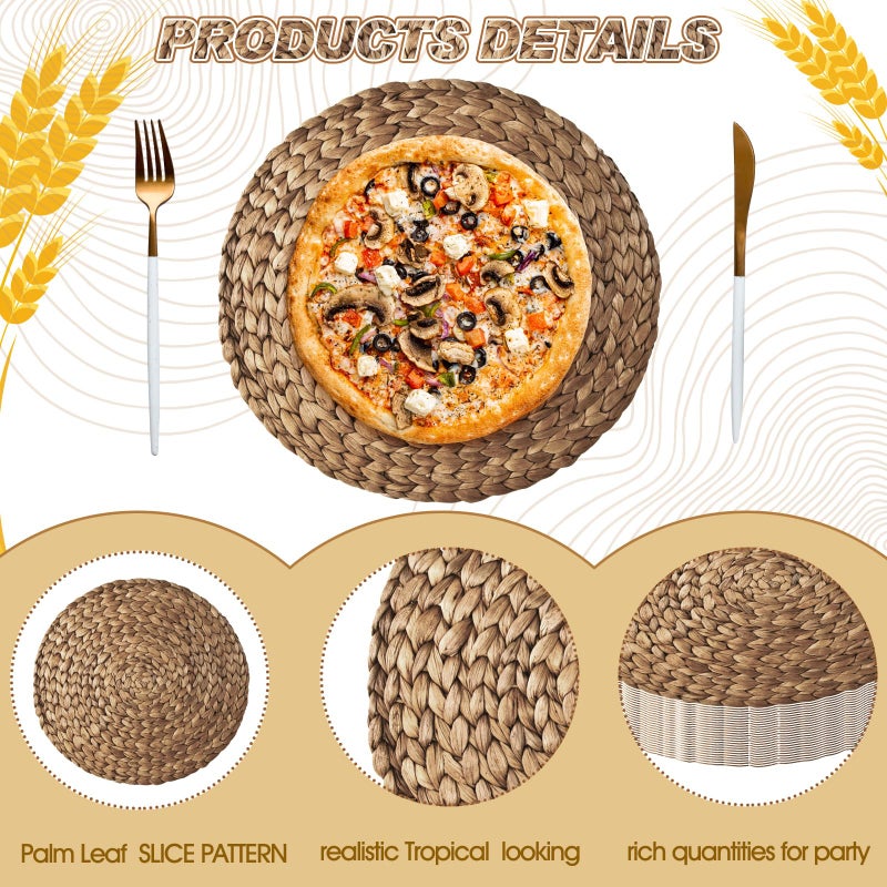 Sinmoe 100 Pack Disposable Paper Placemats Bulk 13 Inch Paper Charger Place Mat Party Charger Plates Table Place Mats for Dinner Wedding Birthday Baby Shower Spring Dining Tableware(Woven) - Image 5