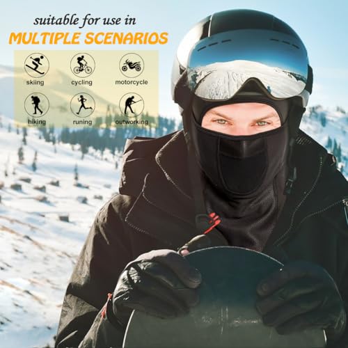 Sireck Cold Weather Balaclava Ski Mask, Fleece Thermal Winter Face Mask Head Warmer, Windproof Skiing Hunting Survival Motorcycle Accessories & Gear for Men Women(Black) - Image 5
