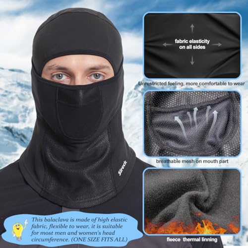 Sireck Cold Weather Balaclava Ski Mask, Fleece Thermal Winter Face Mask Head Warmer, Windproof Skiing Hunting Survival Motorcycle Accessories & Gear for Men Women(Black) - Image 2