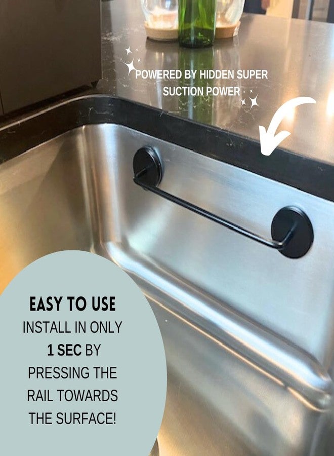 STEYDA Black Steel Dish Cloth Rail for Kitchen, Towel Holder for All Types of Sinks and Flat Smooth Surfaces - Image 5