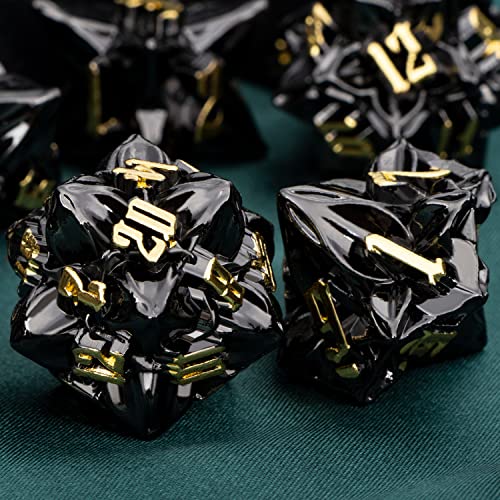 ARUOHHA DND Metal Dice Set Black Leaf Gold Numbers Design Polyhedral Dice with Box 7PCS D and D Dice RPG Role Playing Games D20 D12 D10 D8 D6 - Image 5
