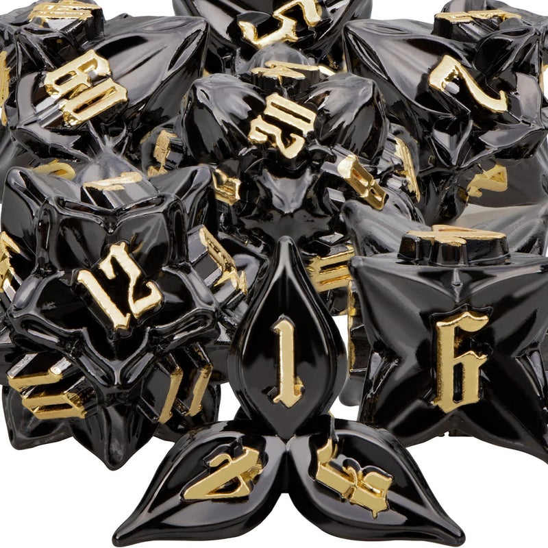 ARUOHHA DND Metal Dice Set Black Leaf Gold Numbers Design Polyhedral Dice with Box 7PCS D and D Dice RPG Role Playing Games D20 D12 D10 D8 D6 - Image 3