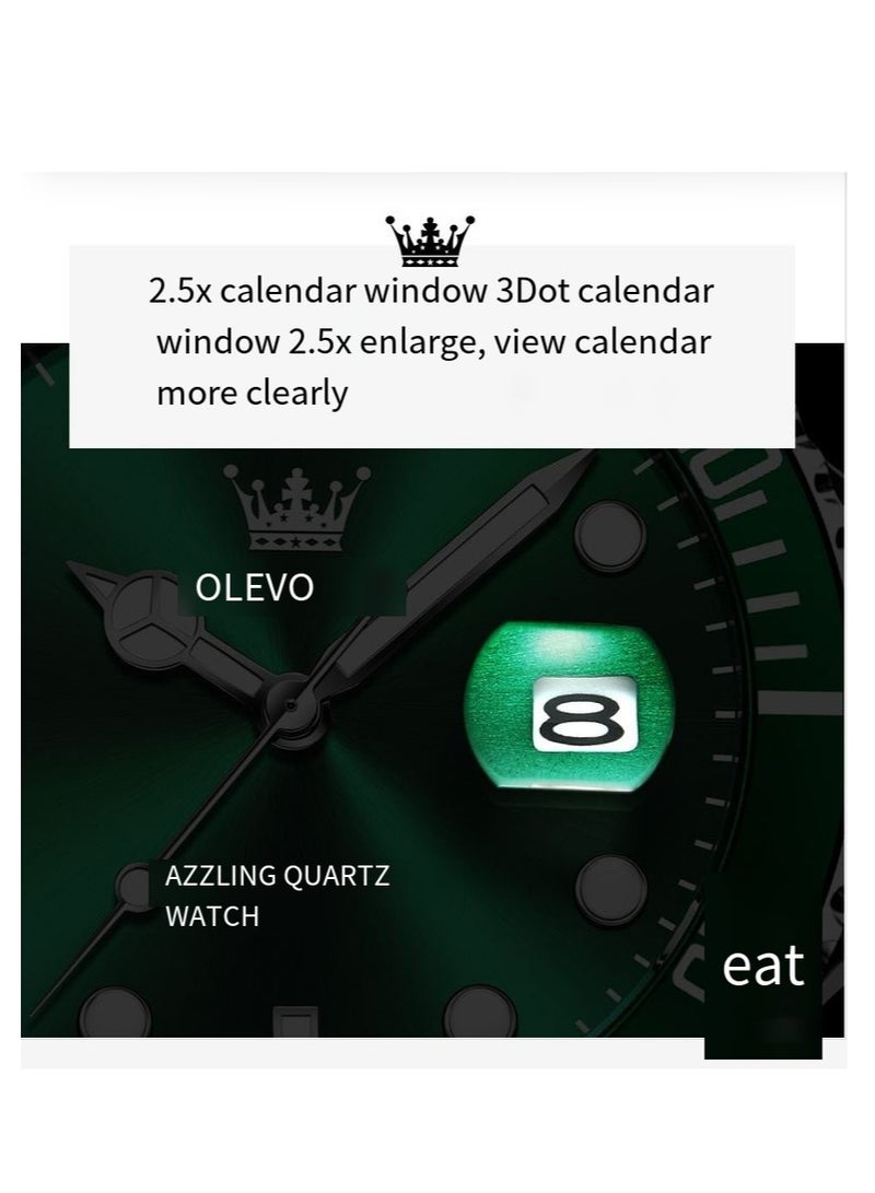أوليفز ساعة OLEVS للرجال من الفولاذ المقاوم للصدأ الماسية كوارتز للأعمال مقاومة للماء ومضيئة كاجوال فاخرة - Image 5