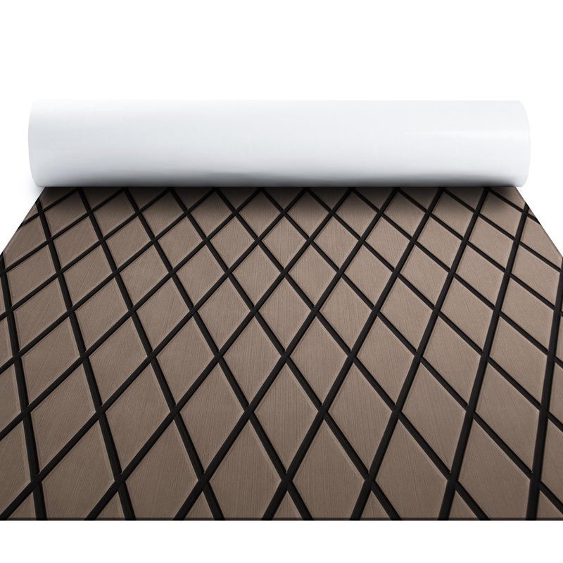 FOCEAN Boat Flooring EVA Foam Boat Decking Marine Mat Non-Slip Self-Adhesive Flooring Sheet for Motorboat Kayak Surfboard Garden Swimming Pools, 94.5''x 15.7'', Terra with Black Lines - Image 1