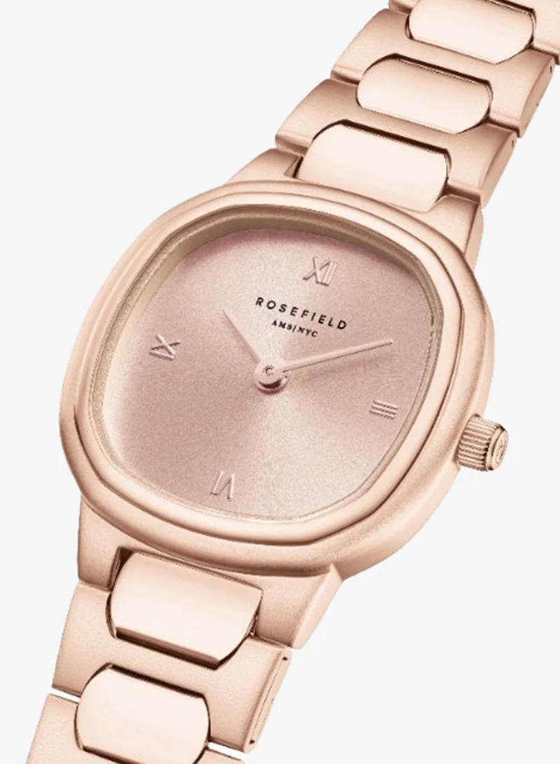 Rosefield  Women's Gaia XS Cushion Analogue Watch, Rose Gold Sunray Dial, Rose Gold Steel Bracelet for Women | Best Price UAE