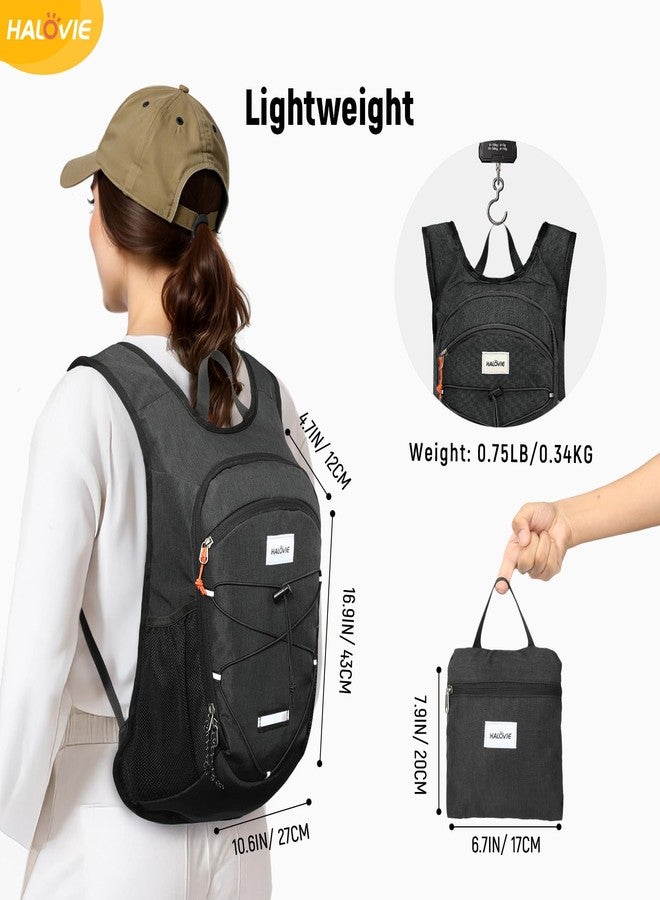 HALOVIE 15L Foldable Hiking Backpack Phone Pocket Lightweight Travel Daypack Shoulder with Chest Strap Small Packable Pack, Black, Small, Travel - Image 4