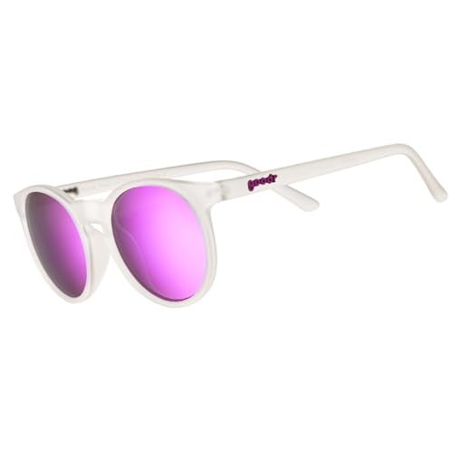 goodr Strange Things Are Afoot Polarized Round Sunglasses, Small Sized (Circle G), Clear Translucent Frame with Purple Mirrored Reflective Lenses, UV400 Protection, No Slip, No Bounce - Image 1