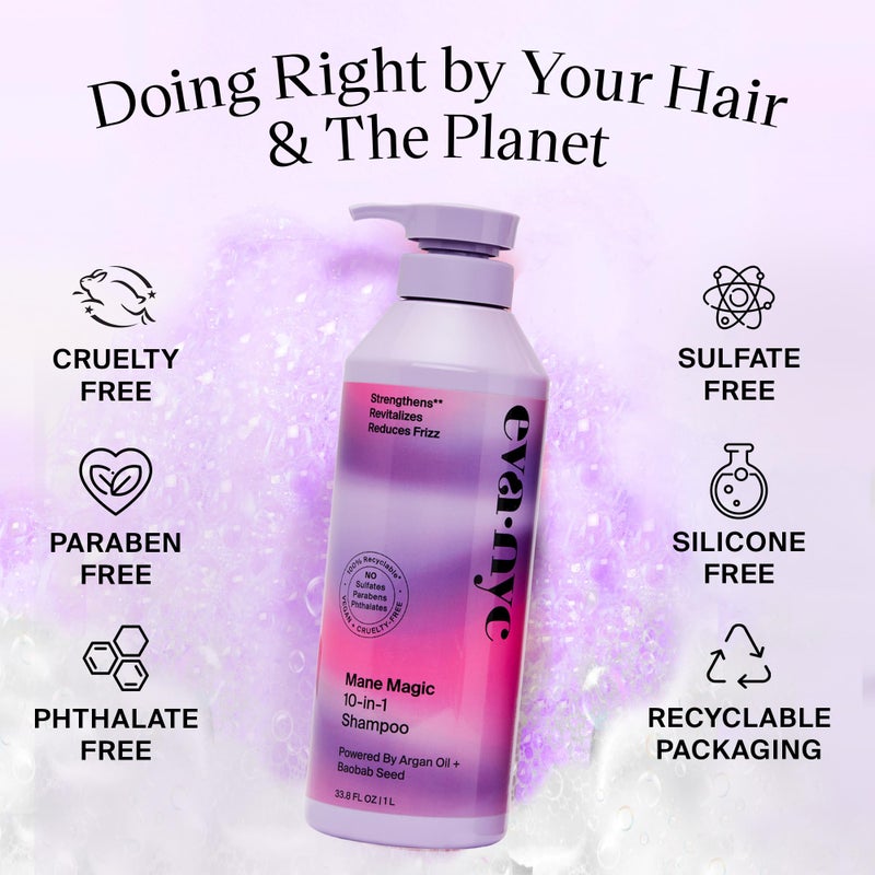 Eva NYC Mane Magic 10-in-1 Shampoo, Hair Care for Soft and Smooth, Strengthening and Nourishing hair, Sulfate Free Shampoo and Hair Products, GMO-Free, for Women, 1L - Image 5