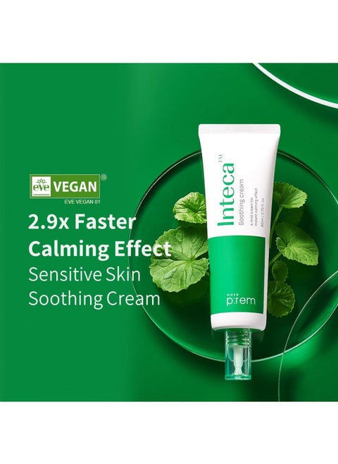 MAKE P:REM INTECA Soothing Cream, 2.9x Faster Absorbing & Calming Effect, Advanced Centella Extract for Sensitive Skin, EVE VEGAN, Korean Skin Care, 80ml, 2.70 Fl.Oz.