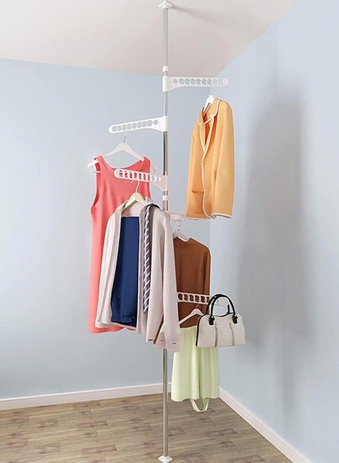 Taimi Floor to Ceiling Clothes Rack with 5 foldable arms, Floor to Ceiling Vertical Corner Clothes Storage, Adjustable Coat Rack for Indoor Balcony Living Room Bedroom Office - Image 2