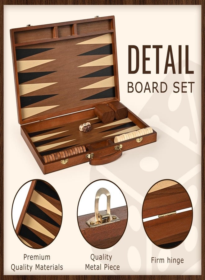 ropoda Sapele Wood Backgammon Board Game Set (18 Inches) for Adults and Kids - Classic Board Strategy Game - Portable and Travel Backgammon Set with Wooden Playing Pieces and Accessories - Image 5