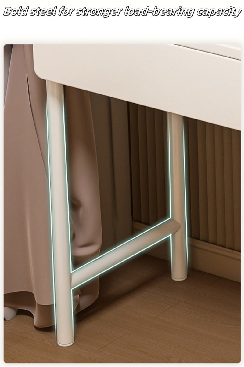مكتب الغرور، مكياج ملابس طاولة الغرور مقعد مع خزانة، خزانة تخزين مكياج متعددة الوظائف مع الدرجات للنساء والفتيات، أبيض 140 سم - Image 4