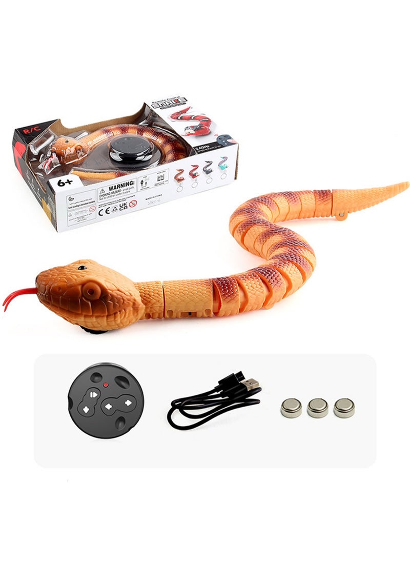 Generic - Children'S New And Unique Funny Trick Remote Control Snake Electronic Pet Infrared Remote Control Simulation Electric Toy (Rattlesnake Orange) - Image 1