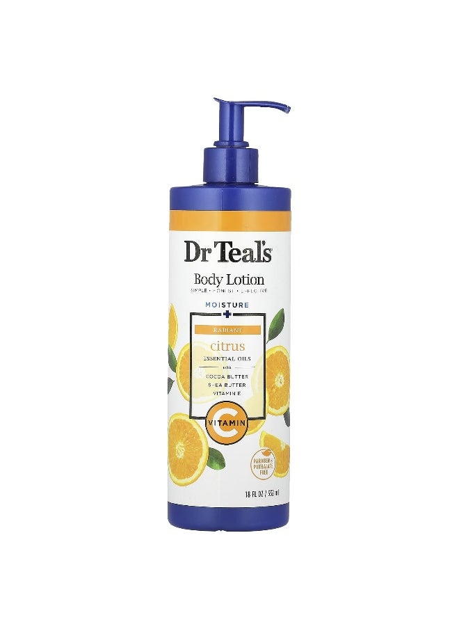 Dr. Teals Dr. Teal's, Body Lotion, Moisture + Radiant, Citrus, 18 fl oz (532 ml)  - Image 1