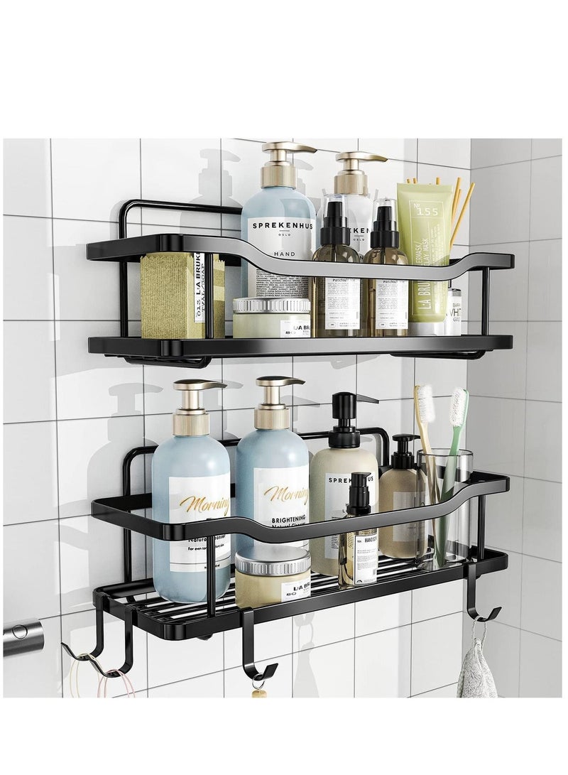 MIXDE Shower Caddy2 Pack, Adhesive Bathroom Organizer for Bathroom Storage Kitchen, No Drilling, Large Capacity, Rustproof Stainless Steel Bathroom Organizer Shelves for Inside Shower Rack - Image 2