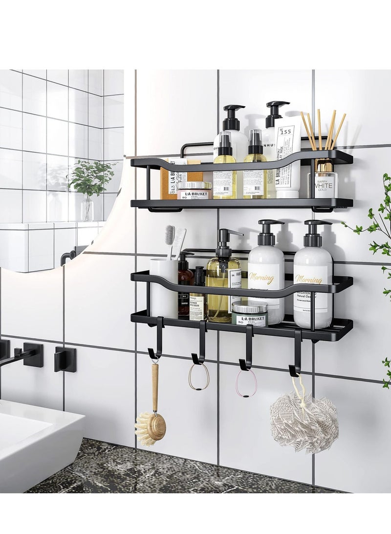 MIXDE Shower Caddy2 Pack, Adhesive Bathroom Organizer for Bathroom Storage Kitchen, No Drilling, Large Capacity, Rustproof Stainless Steel Bathroom Organizer Shelves for Inside Shower Rack - Image 1