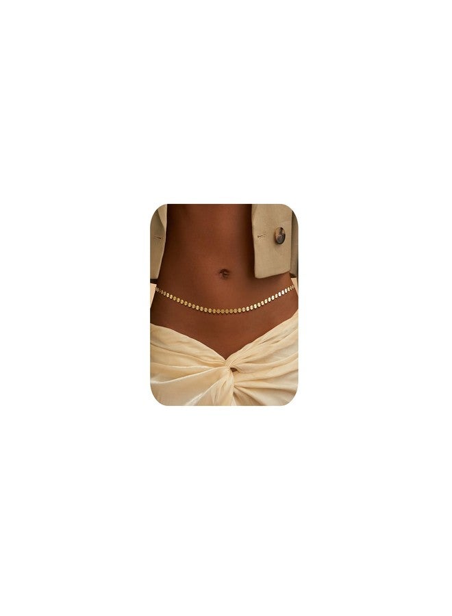 CHESKY Gold Waist Chain, Dainty Body Chain Jewelry for Women Non Tarnish Adjustable Waterproof Belly Chain Sexy Waist Beads for Womens Chain Belt Bow Heart Cross Gold Fall Jewelry for Women, 26“+10 - Image 1