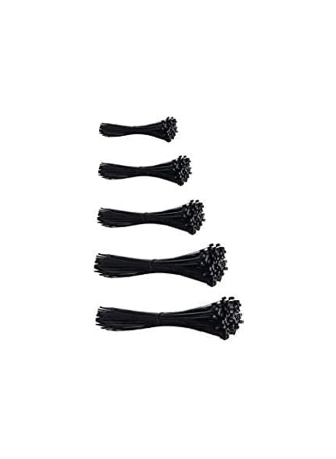 promass Assorted 4, 6, 8, 10, 12 Inch Nylon Cable Ties Zip Wire Organizer Ties, 50 Pieces Each Size Combo - Black - Image 2