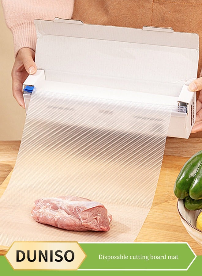 DUNISO Disposable cutting board, plastic antibacterial cutting pad with built in sliding cutter, suitable for kitchen, barbecue, camping, travel, 24 * 300cm  - Image 1
