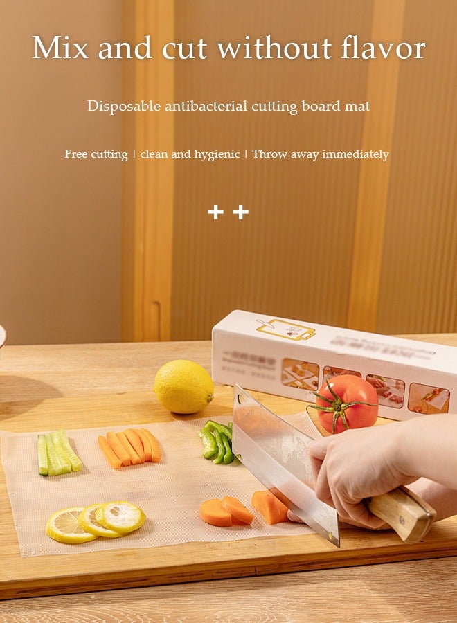 DUNISO Disposable cutting board, plastic antibacterial cutting pad with built in sliding cutter, suitable for kitchen, barbecue, camping, travel, 24 * 300cm  - Image 2
