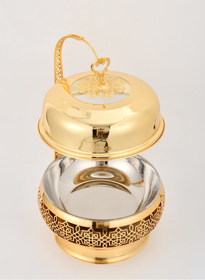 Jourvent Golden Stainless Steel Hot Pot, Food Insulators, Supperware, Supper Food  lid and stand in a luxurious one-piece design  - Image 2