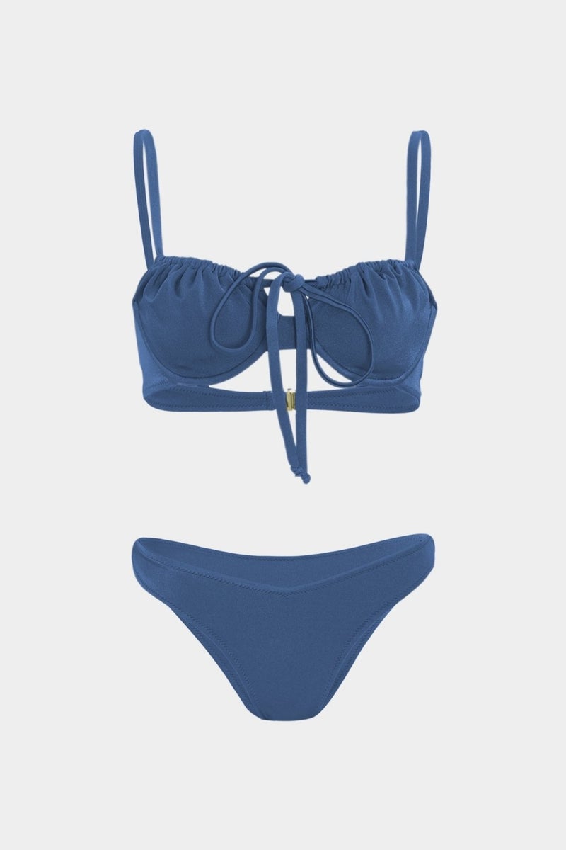 Açelya Okcu Azalea Okcu Premium Shirred Detail Luna Slim Fit Women's Bikini Top  - Image 1