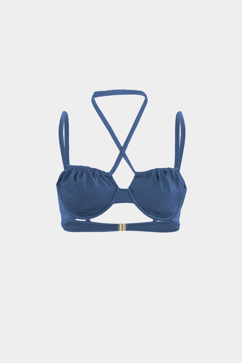 Açelya Okcu Azalea Okcu Premium Shirred Detail Luna Slim Fit Women's Bikini Top  - Image 3