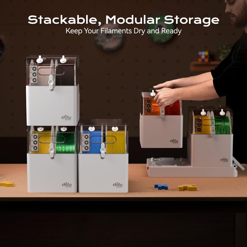 chitu systems مجفف خيوط Chitu Systems E1 لـ 4 بكرات، احتفاظ تلقائي بالرطوبة، تحكم مستقل مع 2 غرفة قابلة للإزالة لخيوط الطباعة ثلاثية الأبعاد من النايلون، ABS، TPU، PETG، PLA، متوافق مع AMS Lite - Image 4