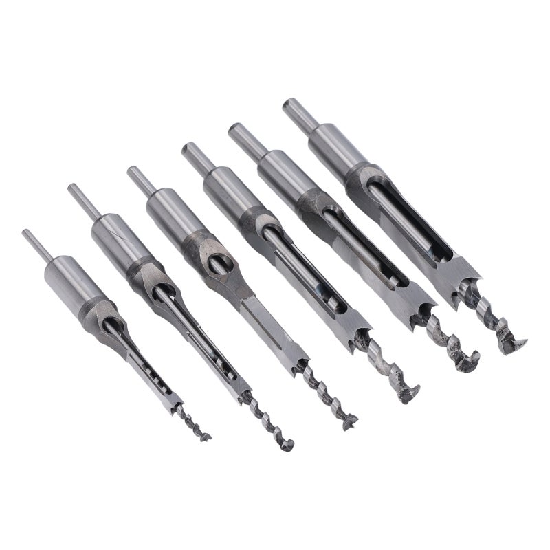 Square Hole Mortiser Drill Bit: 6-Piece Alloy Steel & Bearing Steel Set - High Hardness Stable Clamping Square Hole Drill Bit for Woodworking Drilling, Square Hole Drills And Square Tenon Machines - Image 2
