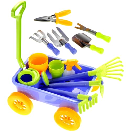 PowerTRC Garden Wagon Tools Toy Set 15 Pcs Kids Gardening Tools Wagon Toy Set Outdoor Toddler Toys Kids Gardening Set Beach Sand Garden Toys - Image 5