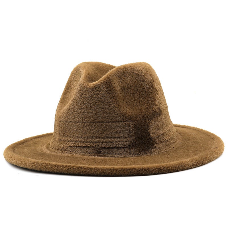 Fedora Hat   Faux Mink Fur Women Winter Warm Wide Brim Hat - Image 1