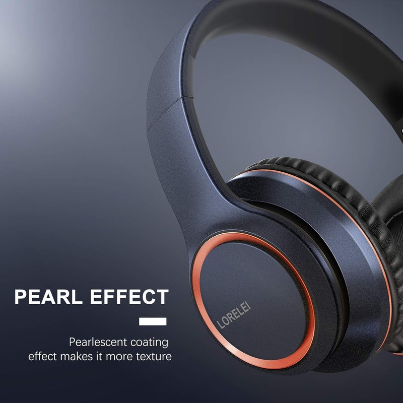 LORELEI X8 Over-Ear Wired Headphones with Microphone with 1.45m-Tangle-Free Nylon Line&3.5mm Plug,Lightweight Foldable & Portable Headphones for Smartphone,Tablet,Computer,Mp3/4(Dark Blue) - Image 3