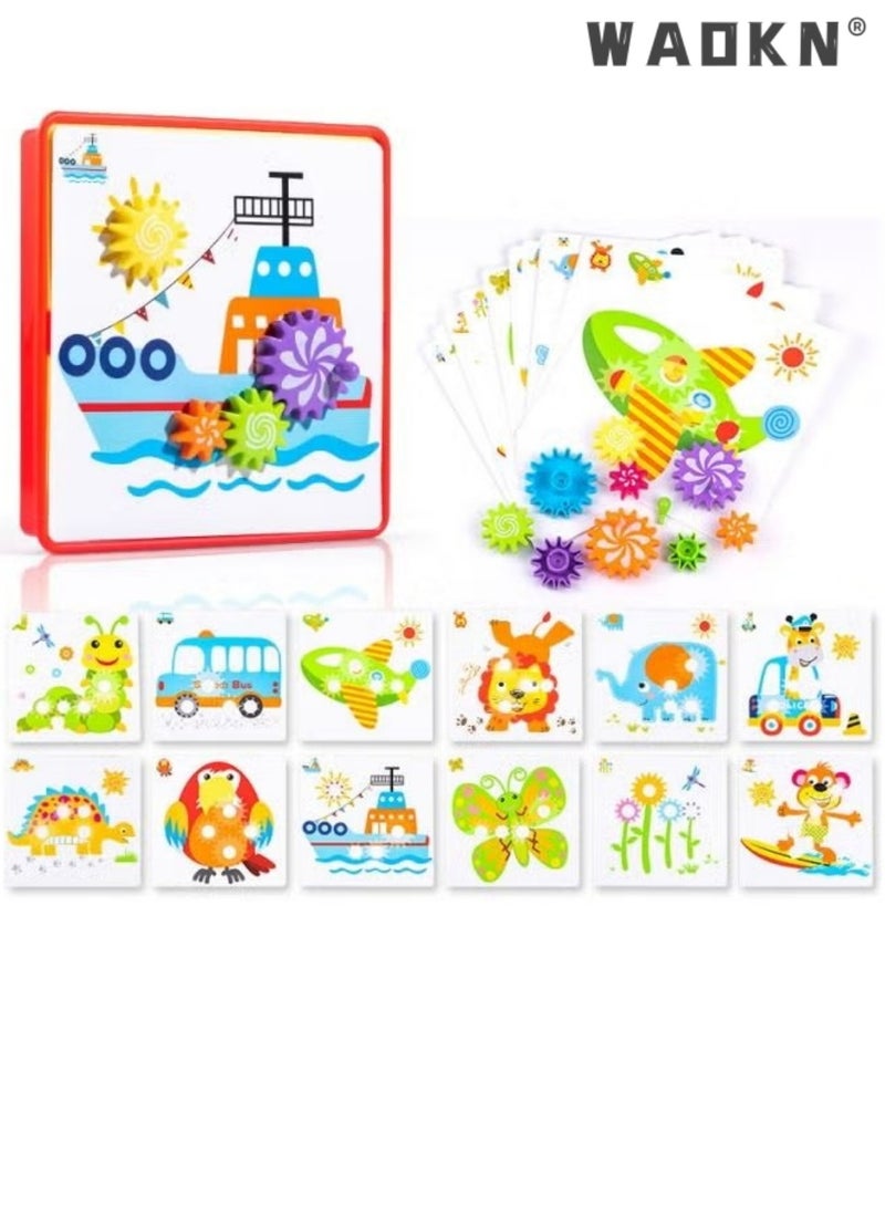 WAOKN Jigsaw Puzzle Mix Colour Mushroom Nails Pegboard Educational Building Bricks Creative DIY Mosaic Toys 5D Games Birthday Party Gift for Kids Children