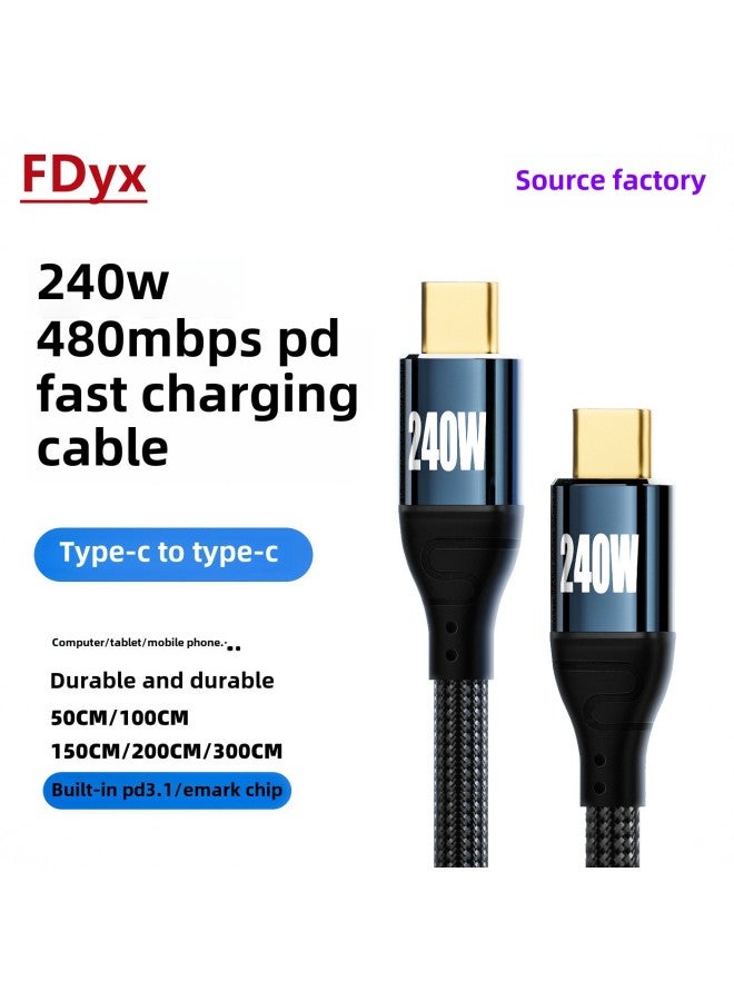 كابل بيانات الهاتف المحمول والكمبيوتر من نوع Spot Factory C-240W، كابل شحن سريع 3.1PD، كابل محول للكمبيوتر اللوحي والكمبيوتر المحمول - اللون: كابل بيانات 240 واط - منحني جانبي - 3 أمتار - Image 3