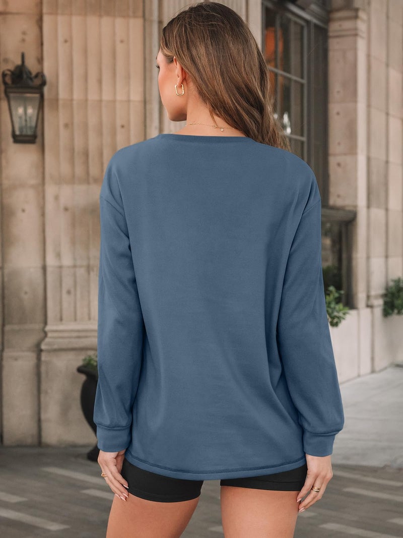 AUTOMET Womens Long Sleeve T Shirts Fall Tops Crewneck Oversized Sweatshirts Winter Cute Clothing Trendy Teacher Outfits, Blue, XXL - Image 4