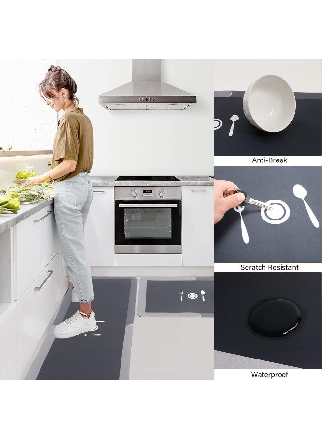 MOMENT 2 Pcs Kitchen Floor Mats, Set Of 2 Kitchen Mat, Water Absorbent And Quick Drying Kitchen Rugs, Non-Slip Kitchen Carpets  - Image 3
