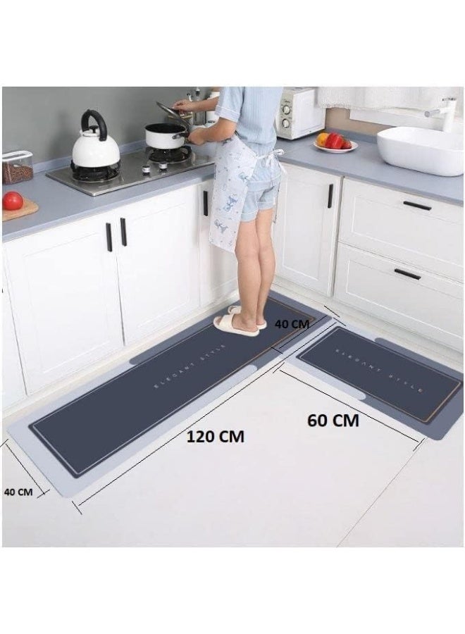 MOMENT 2 Pcs Kitchen Floor Mats, Set Of 2 Kitchen Mat, Water Absorbent And Quick Drying Kitchen Rugs, Non-Slip Kitchen Carpets  - Image 2